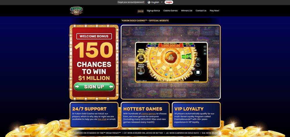 Yukon Gold casino homepage